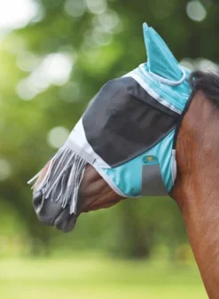Deluxe Fly Mask Nose Fringe Green