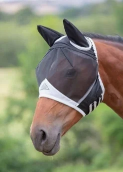 Shires Fine Mesh Fly Mask With Ears Black